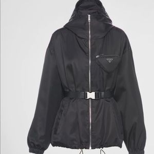 Re-Nylon hooded blouson jacket with pouch